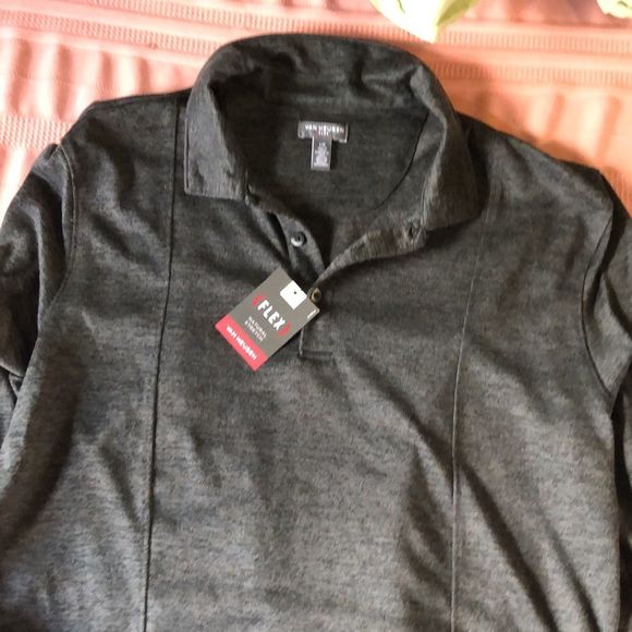 NEW Van Heusen Flex Classic Fit Large Men's Polo Shirt Long Sleeve  Grey - Picture 12 of 15